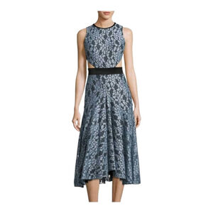 Alexis Dress Size S Blue & Black Lace Cutout Midi